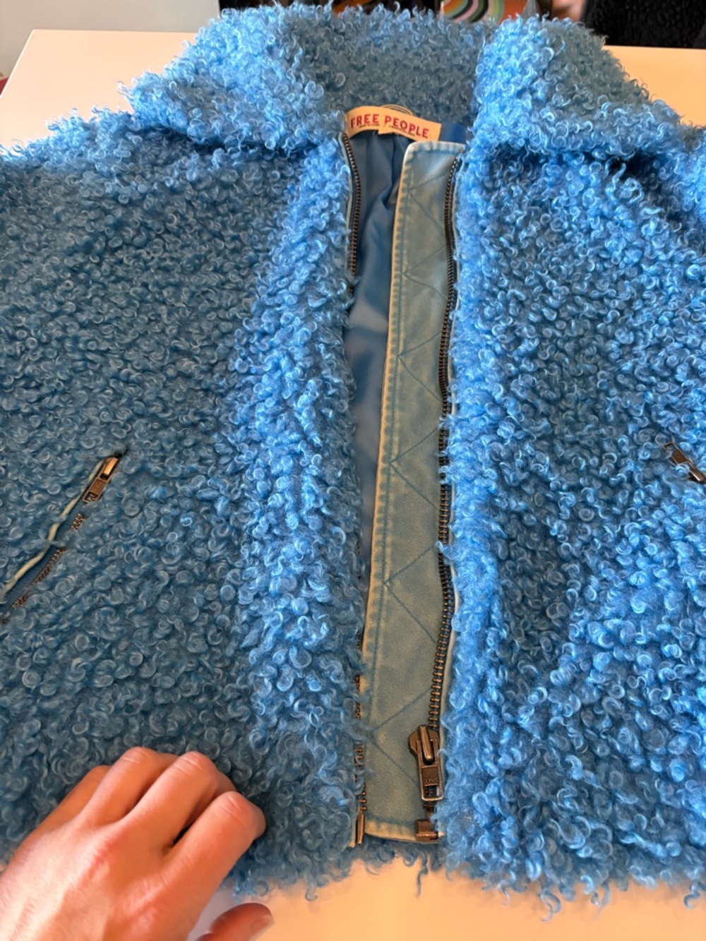 Free People cool and cozy teddy coat blue XS - Picture 6 of 11